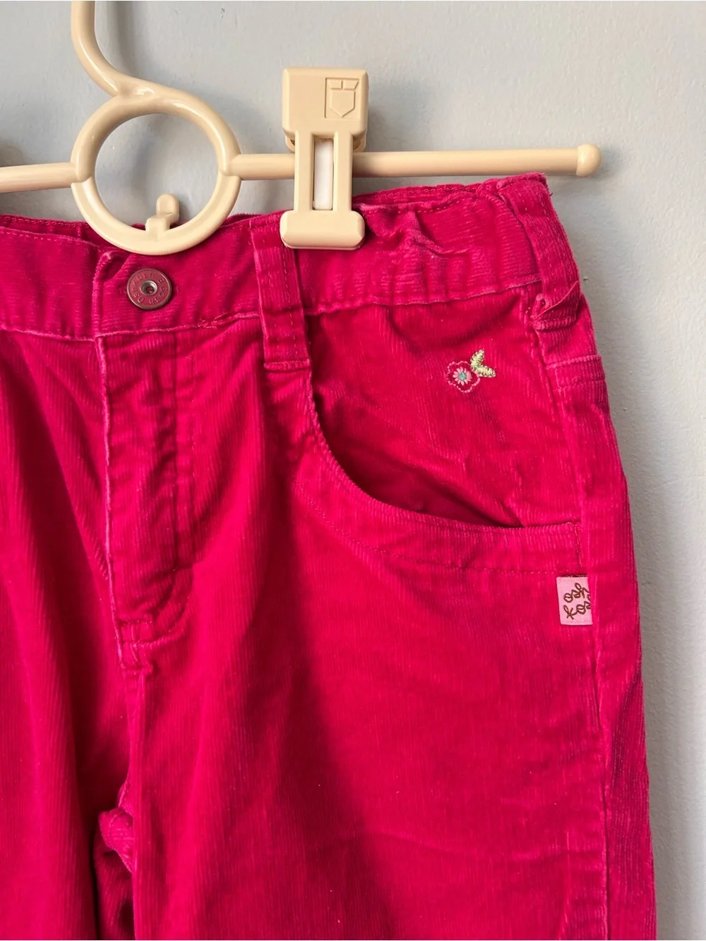 vintage OshKosh B'gosh fuchsia/bright pink corduroy flare embroidered pants 7